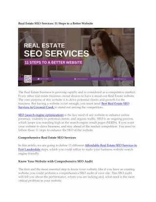 Real Estate SEO Services: 11 Steps to a Better Website