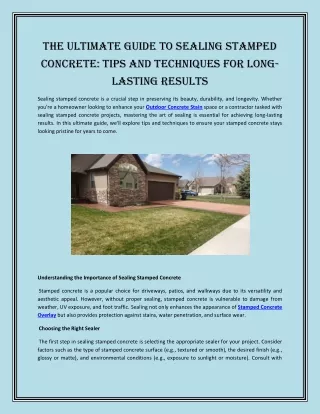 The Ultimate Guide to Sealing Stamped Concrete