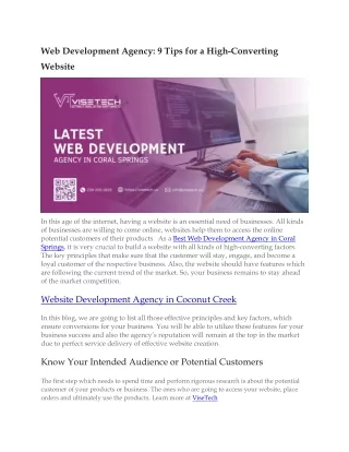Web Development Agency in coral springs