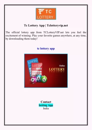 Tc Lottery App | Tclotteryvip.net