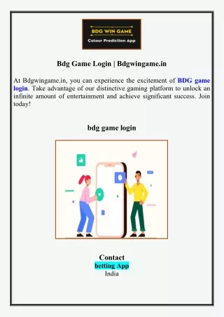 Bdg Game Login | Bdgwingame.in