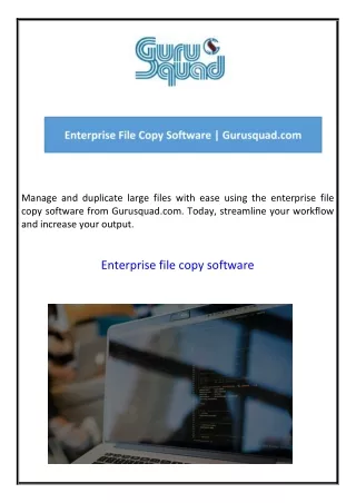 Enterprise File Copy Software  Gurusquad.com