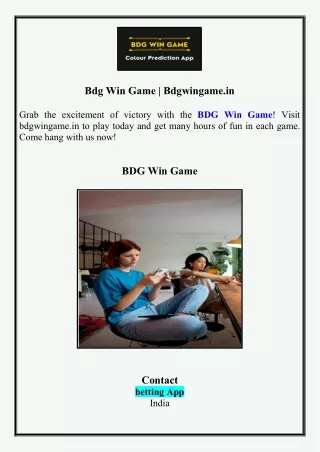 Bdg Win Game | Bdgwingame.in