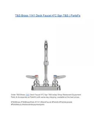 T&S Brass 1141 Deck Faucet 4"C Sgn T&S | PartsFe