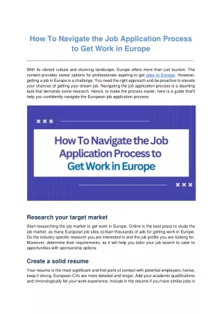 How To Navigate the Job Application Process to Get Work in Europe