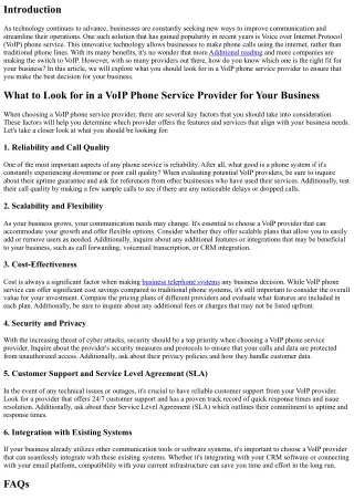 What to Look for in a VoIP Phone Service Provider for Your Business