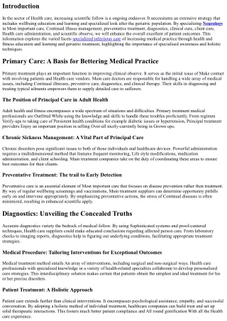 Improving upon Medical Follow by Health Schooling and Geriatric Treatment
