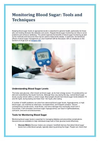 Monitoring Blood Sugar: Tools and Techniques