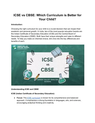 ICSE vs CBSE Which Curriculum is Better for Your Child