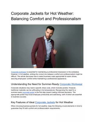 Corporate Jackets for Hot Weather_ Balancing Comfort and Professionalism
