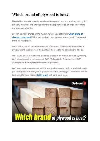 Which brand of plywood is best