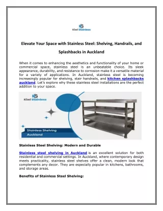 Shelving, Handrails, and Splashbacks in Auckland