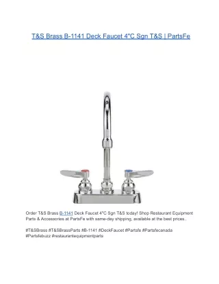 T&S Brass B-1141 Deck Faucet 4"C Sgn T&S | PartsFe