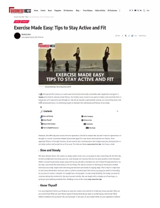 Exercise Made Easy Tips to Stay Active and Fit