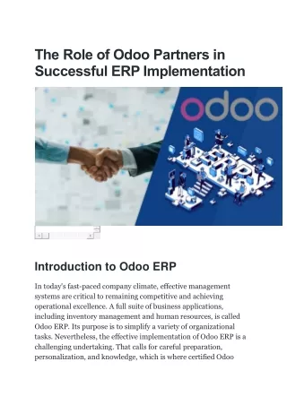 The Role of Odoo Partners in Successful ERP Implementation