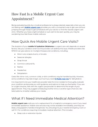 How Fast Is a Mobile Urgent Care Appointment