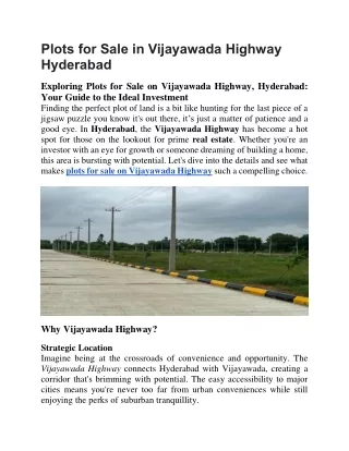 Plots for Sale in Vijayawada Highway Hyderabad