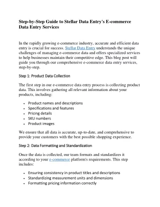 Step-by-Step Guide to Stellar Data Entry's E-commerce Data Entry Services