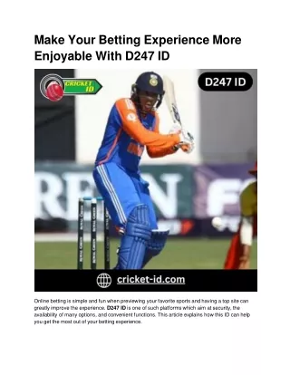 Join the World of Secure Betting with Your D247 ID