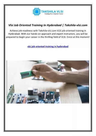 Vlsi Job Oriented Training In Hyderabad | Takshila-vlsi.com