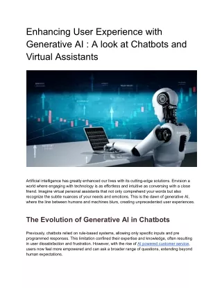 Enhancing User Experience with Generative AI A Look at Chatbots and Virtual Assistants