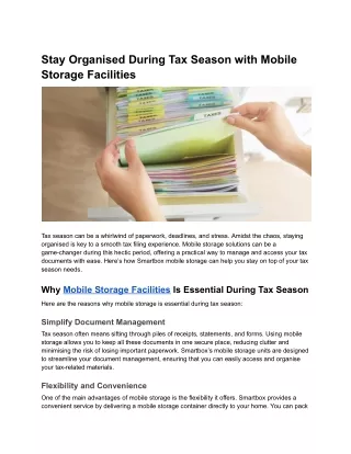 Stay Organised During Tax Season with Mobile Storage Facilities