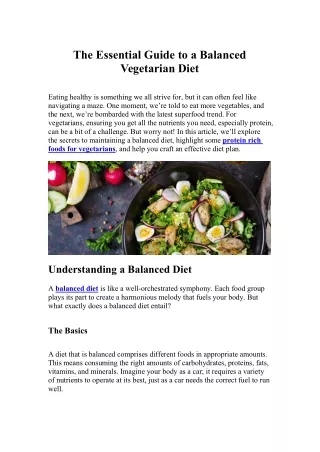 The Essential Guide to a Balanced Vegetarian Diet