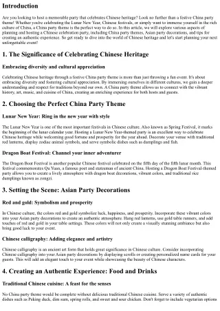 Celebrate Chinese Heritage with a Festive China Party Theme