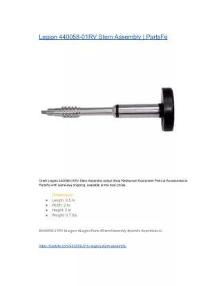 Legion 440058-01RV Stem Assembly  PartsFe