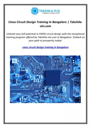 Cmos Circuit Design Training In Bangalore | Takshila-vlsi.com