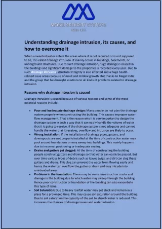 Understanding drainage intrusion, its causes, and how to overcome it