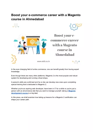 Boost your e-commerce career with a Magento course in Ahmedabad