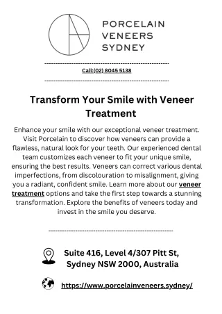 Transform Your Smile with Veneer Treatment