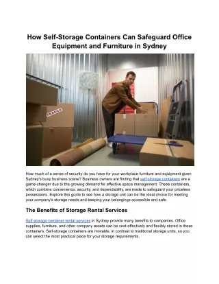 How Self-Storage Containers Can Safeguard Office Equipment and Furniture in Sydney