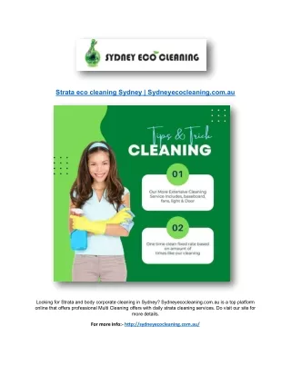 Strata eco cleaning Sydney | Sydneyecocleaning.com.au