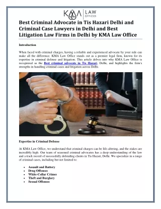 Expert Criminal Advocate Services in Tis Hazari, Delhi