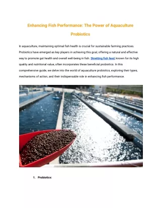 Enhancing Fish Performance_ The Power of Aquaculture Probiotics