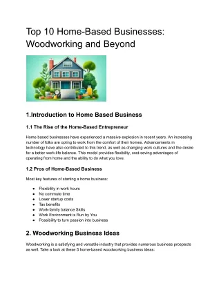 Top 10 Home-Based Businesses- Woodworking and Beyond