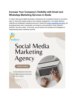 Increase Your Company's Visibility with Email and WhatsApp Marketing Services in Noida