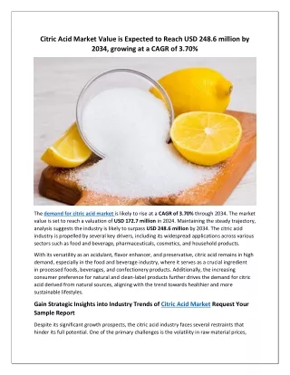 Citric Acid Market
