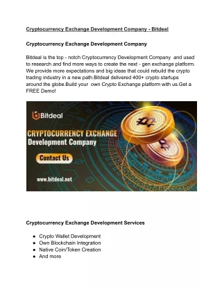 Cryptocurrency Exchange Development Company - Bitdeal