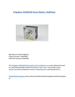 Frigidaire 316305100 Oven Switch _ HnKParts
