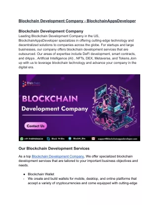 Blockchain Development Company - BlockchainAppsDeveloper
