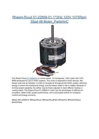 Rheem-Ruud 51-22858-01-1^2Hp 120V 1075Rpm 3Spd 48 Motor_PartsHnC
