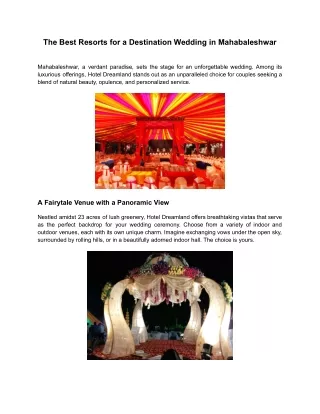 The Best Resorts for a Destination Wedding in Mahabaleshwar