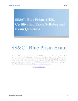 SS&C Blue Prism AIE02 Certification Exam Syllabus and Exam Questions