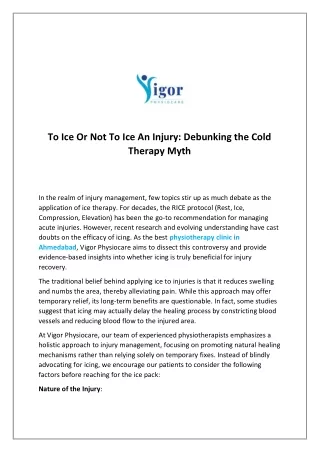 To Ice Or Not To Ice An Injury Debunking the Cold Therapy Myth