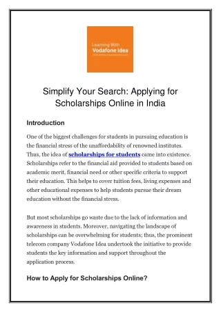 Simplify Your Search: Applying for Scholarships Online in India