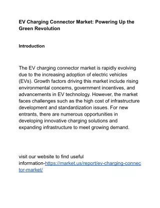 EV Charging Connector Market: Shaping the Future of Transportation