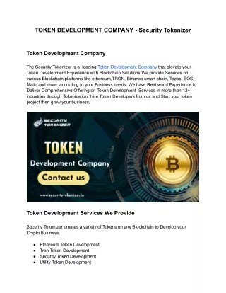 TOKEN DEVELOPMENT COMPANY - Security Tokenizer micro blog